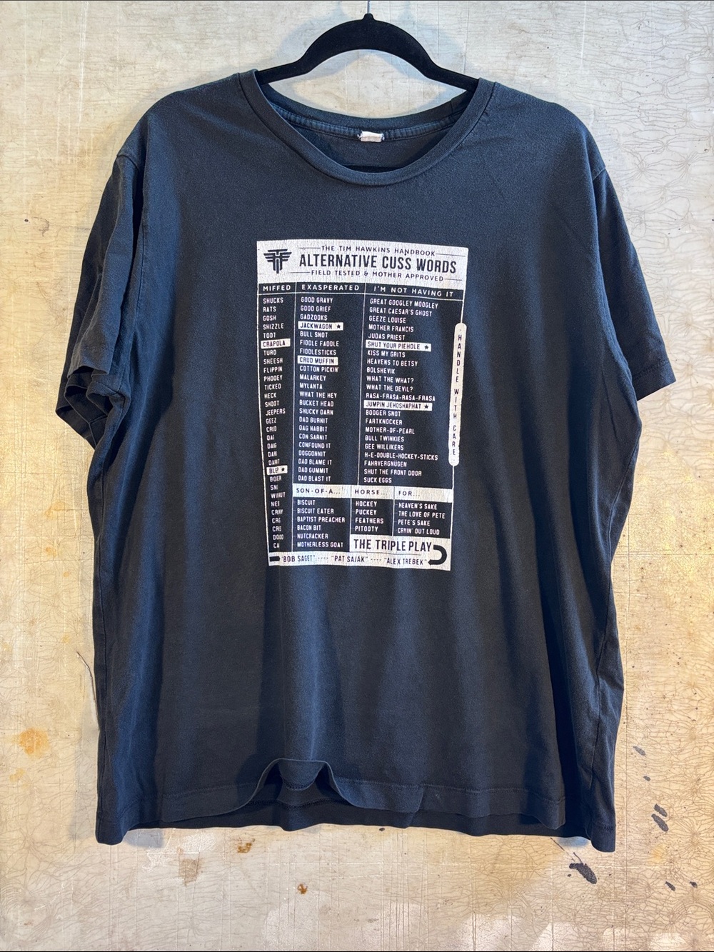 Black Graphic Short-Sleeve Men's Tee with White Print